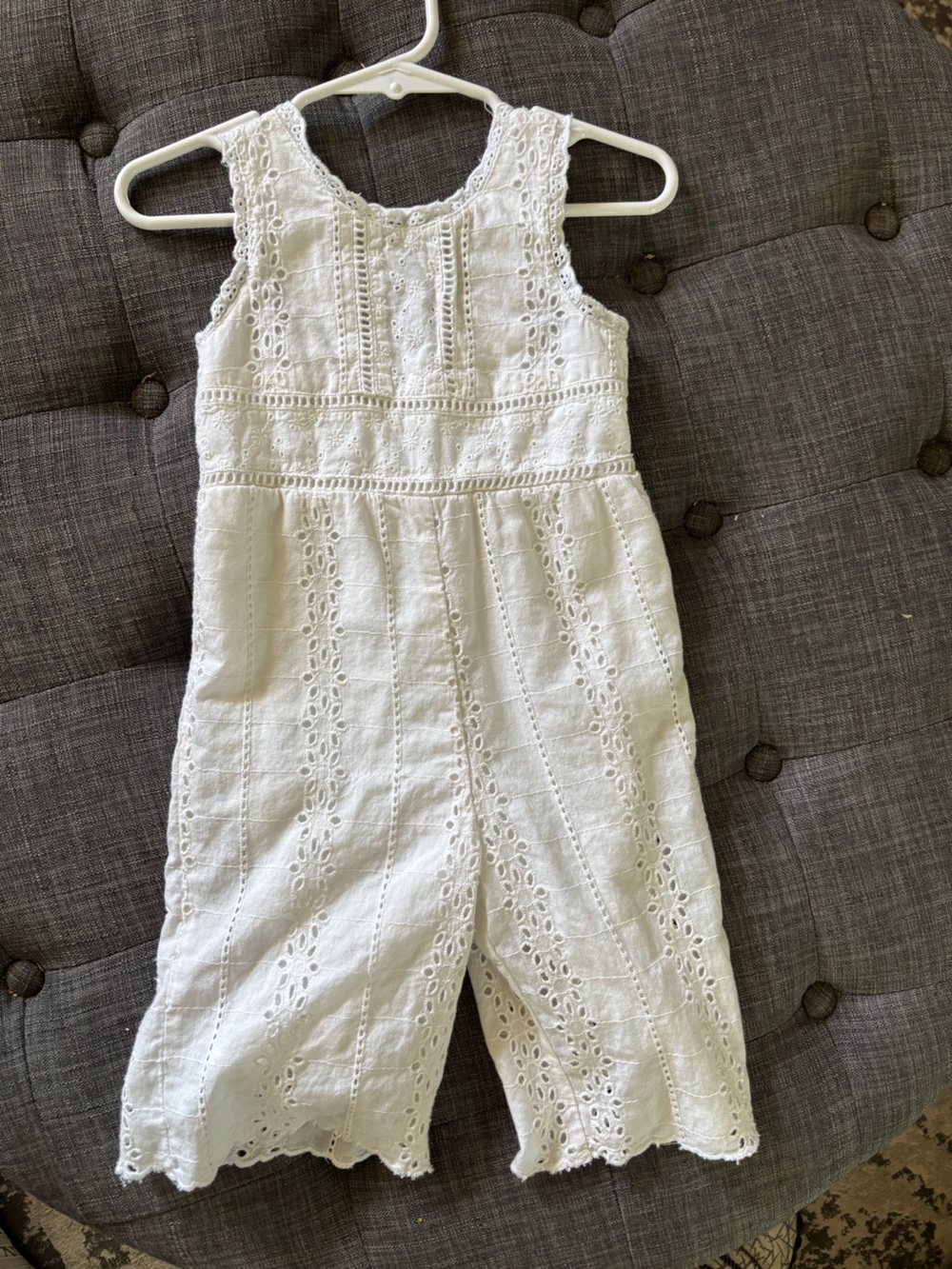 H&M White Eyelet Romper with Pink Bow Headband